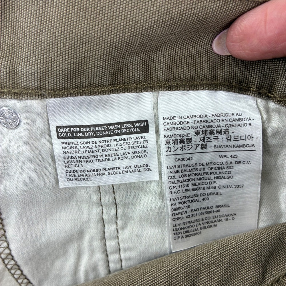 Levis 514 Straight Fit Pants Mens 38x32 Brown Canvas Workwear Cotton Jeans - Picture 4 of 12